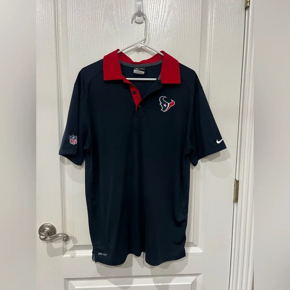 Nike Men's Texans Navy Blue and Red Polo Shirt - *Houston Texans * Size: Large